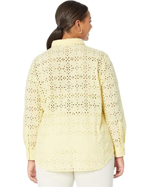 Рубашка LAUREN Ralph Lauren Plus Size Eyelet Cotton Shirt, цвет Wicket Yellow