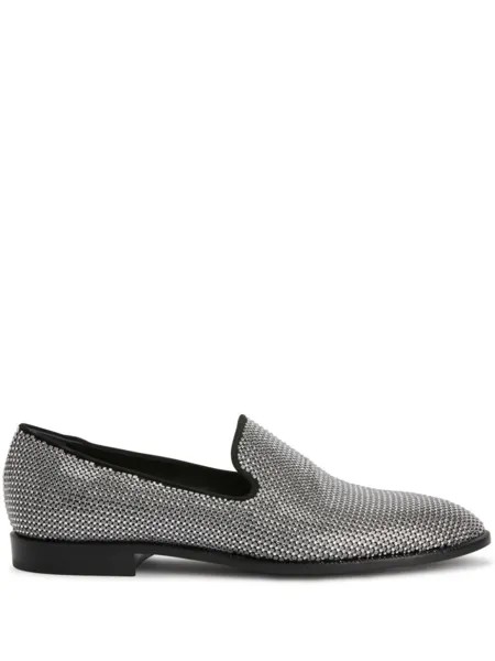 Giuseppe Zanotti лоферы Jareth Disco с кристаллами, серебристый