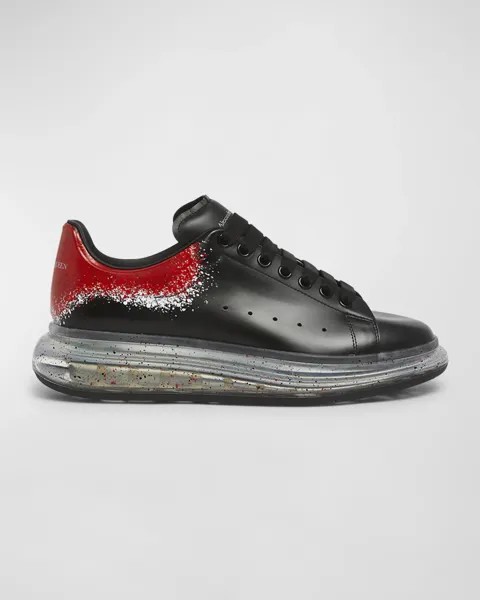 Мужские кожаные низкие кеды Larry Oversized Alexander McQueen, цвет Black/Red