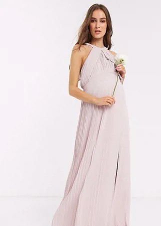 Эксклюзивное розовое платье макси с плиссировкой TFNC Maternity bridesmaid-Розовый цвет