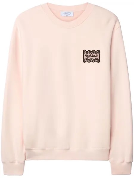 Off-White хлопковая толстовка с вышитым логотипом, розовый