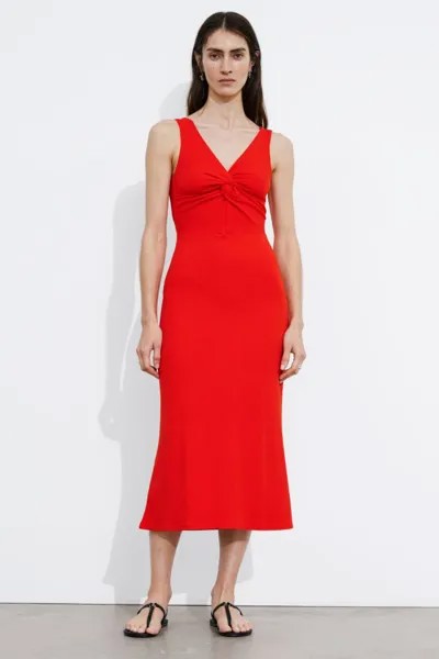 Платье миди в рубчик с витыми деталями и другими историями H&M, красный
