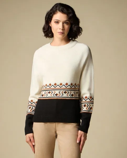 Женский пуловер из смесовой шерсти Iwie, белый/черный