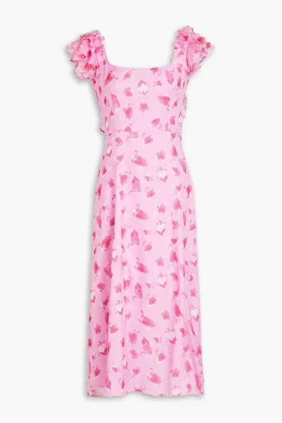 Платье миди Kathryn из шелкового шифона с принтом Hvn, розовый