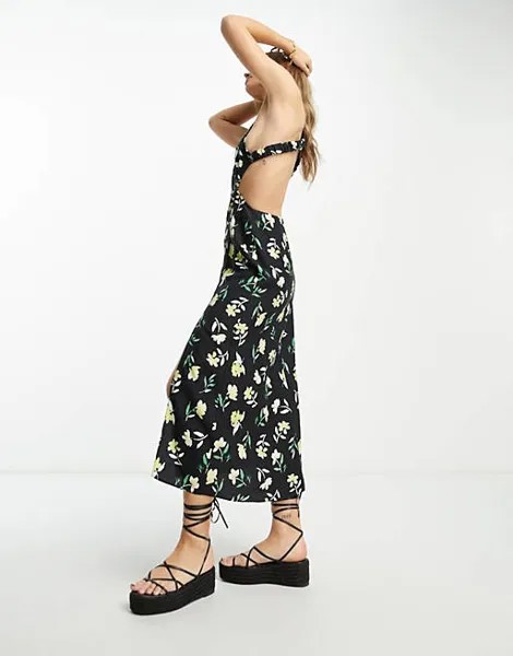Сарафан миди с перекрестной спиной и цветочным принтом ASOS DESIGN