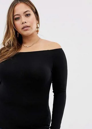 Черный лонгслив с открытыми плечами ASOS DESIGN Curve-Черный цвет