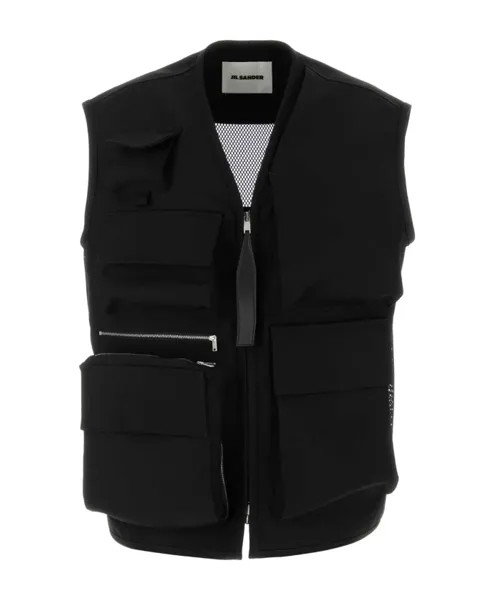 Куртка без рукавов из смесовой шерсти Jil Sander, черный