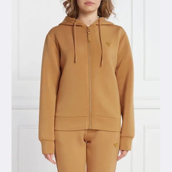 Толстовка Allie Scuba Hoodie стандартного кроя на молнии Guess, коричневый