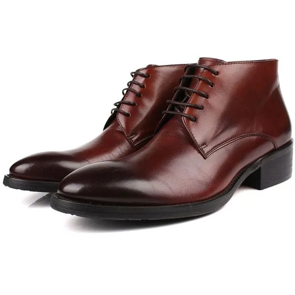 Высокие деловые ботинки для мужчин, рабочие ботинки на шнуровке, стильные высококачественные водонепроницаемые однотонные ботинки из нату...