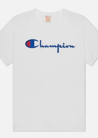 Мужская футболка Champion Reverse Weave Classic Crew Neck Script Logo, цвет белый, размер L
