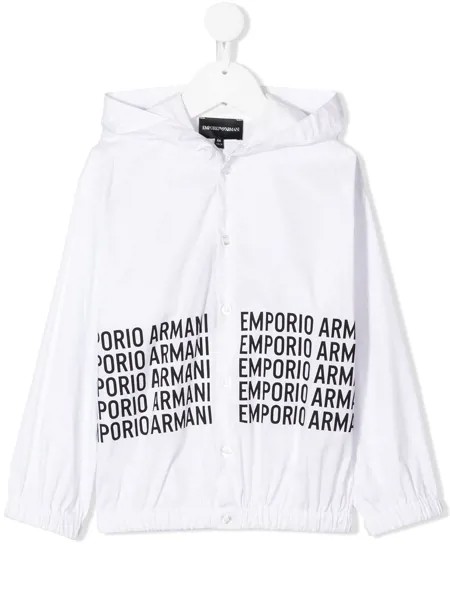 Emporio Armani Kids пуховик с капюшоном и логотипом