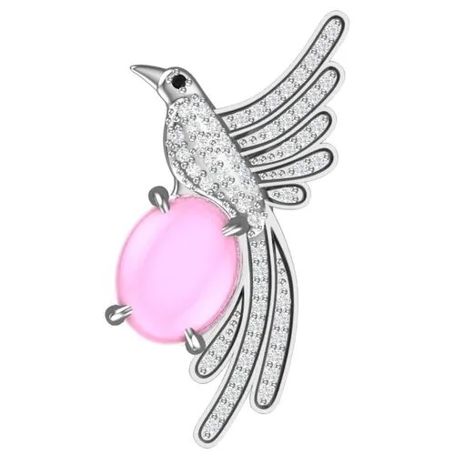 Серебряная подвеска с кошачьим глазом и фианитами 4101359-00495