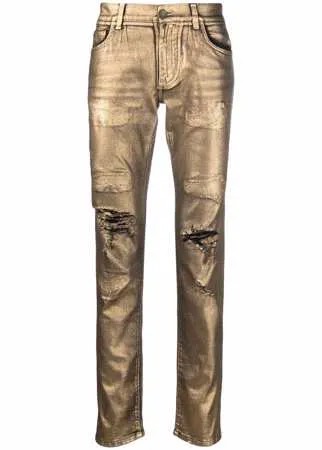 Dolce & Gabbana брюки с эффектом металлик