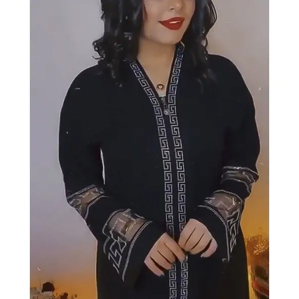 Мусульманское черное платье в африканском стиле, женское платье-кардиган на молнии со стразами, индийская абайя, роскошное вечернее платье ...