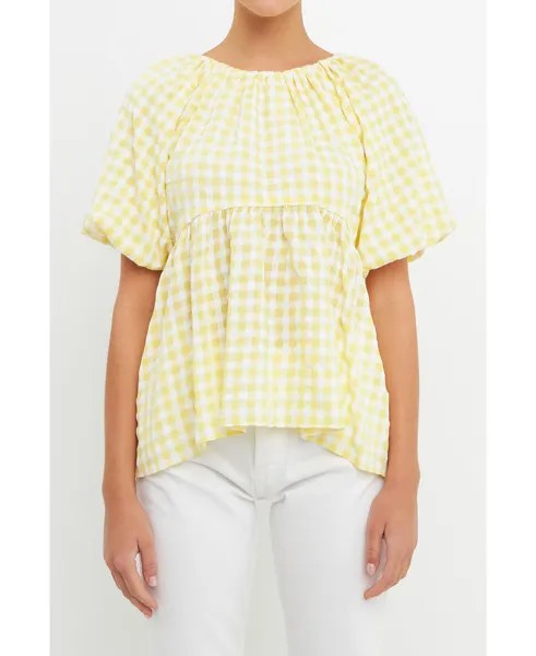 Женская блузка Baby Doll с завязками-спагетти English Factory, желтый