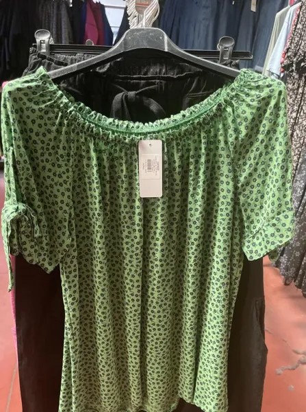 Блузка с цветочным принтом и бантом, зеленый