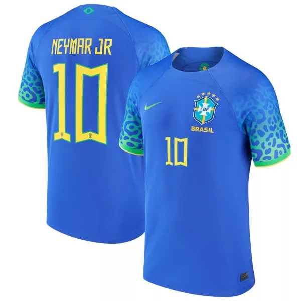 Мужская синяя футболка сборной Бразилии Неймара-младшего 2022/23, реплика игрока на выездном стадионе Breathe Stadium Nike