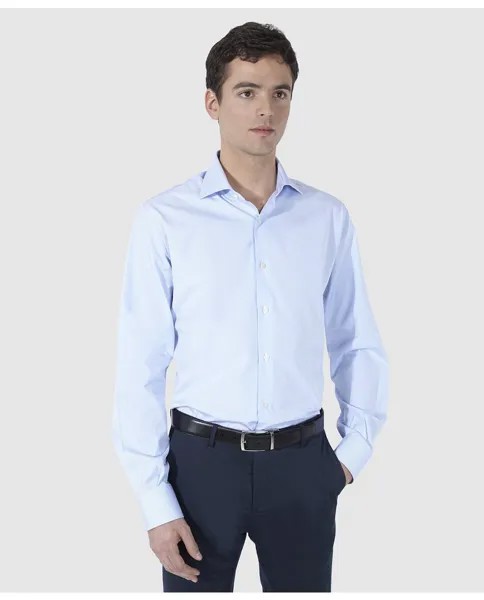 Полосатая синяя мужская хлопковая рубашка обычного размера Olimpo, синий