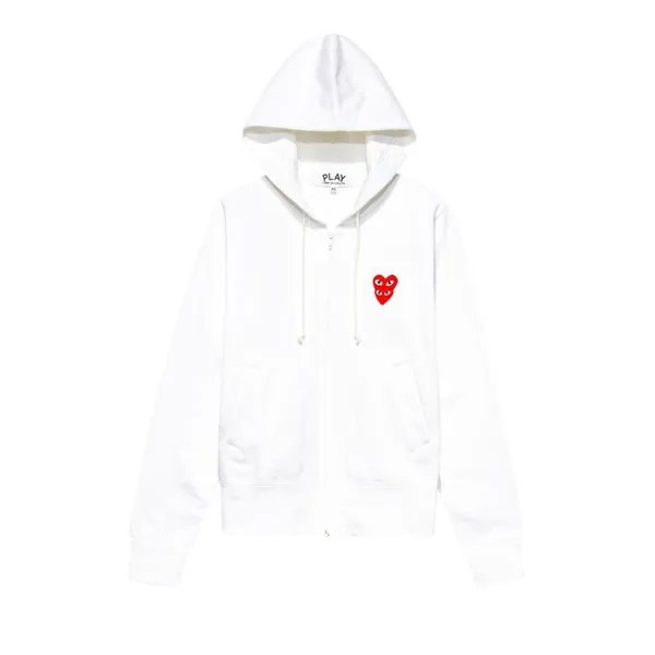 Толстовка Comme des Garçons PLAY Heart Logo Zip Up Hooded Sweatshirt 'White', белый