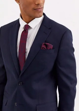 Бордовый галстук и платок для нагрудного кармана с цветочным принтом Moss London-Красный