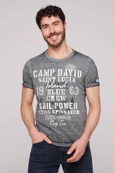 Рубашка CAMP DAVID с круглым вырезом, хлопок, синий