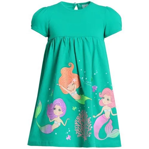 Платье Ивашка, хлопок, размер 128, зеленый