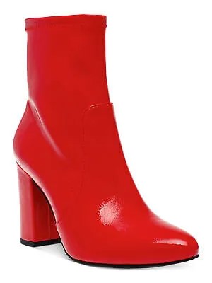 WILD PAIR Женские красные мягкие ботильоны Becci на блочном каблуке с круглым носком на молнии, размер 8 м