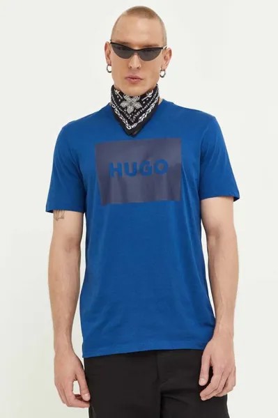 Хлопковая футболка Hugo, синий