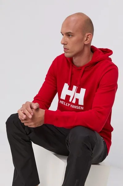 Хлопковая толстовка Helly Hansen, красный