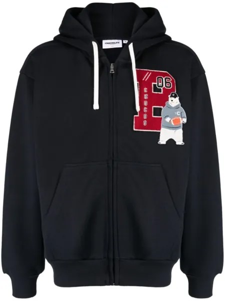 Chocoolate logo-patch jersey bomber jacket, синий