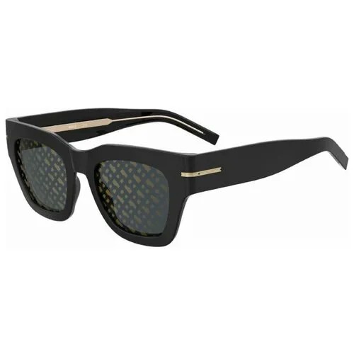 Солнцезащитные очки BOSS, прямоугольные, оправа: пластик, с защитой от УФ, для женщин, черный