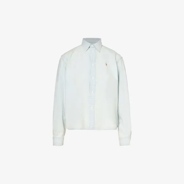 Хлопковая рубашка классического кроя с фирменной вышивкой Polo Ralph Lauren, цвет chambray