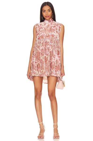 Платье мини Free People All the Time Velvet, цвет Petal Combo