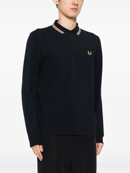 Fred Perry рубашка поло с длинными рукавами и вышитым логотипом, синий