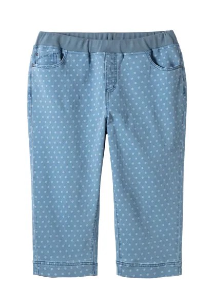 Джинсы-капри в горошек из эластичной смеси хлопка sheego, цвет Light Blue Denim