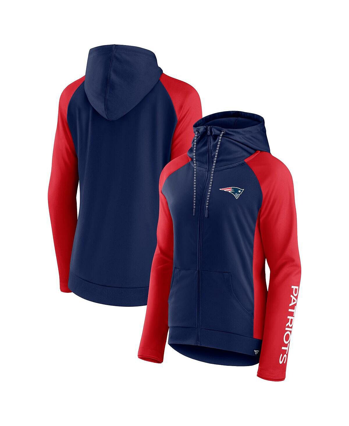 Женская фирменная темно-синяя, красная худи с молнией во всю длину New England Patriots Endaround реглан Fanatics