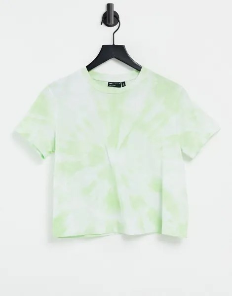 Лаймовая свободная футболка с принтом тай-дай ASOS DESIGN-Зеленый цвет