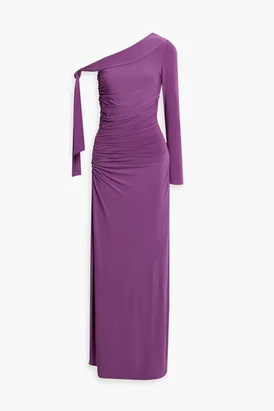 Платье Kamilah из джерси с одним рукавом и сборками HALSTON, фиолетовый