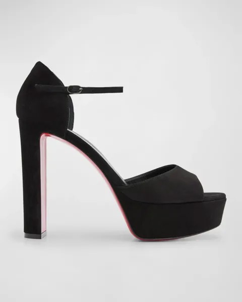 Сандалии Sandaloo на платформе с красной замшей и подошвой Christian Louboutin, цвет Black