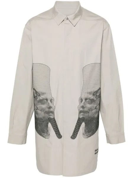 Rick Owens куртка-рубашка с вышивкой, серый