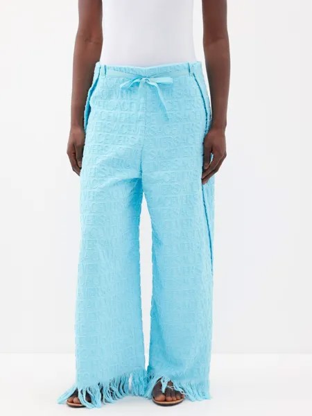 Хлопковые махровые брюки из коллекции x dua lipa с логотипом Versace, синий