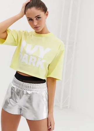 Укороченная футболка с принтом логотипа Ivy Park Program-Желтый