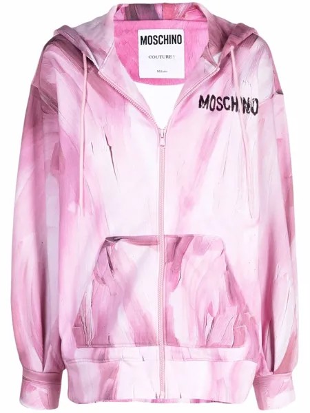 Moschino худи на молнии с принтом Brushstroke
