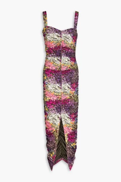 Платье миди из эластичного джерси со сборками и цветочным принтом Rotate Birger Christensen, многоцветный