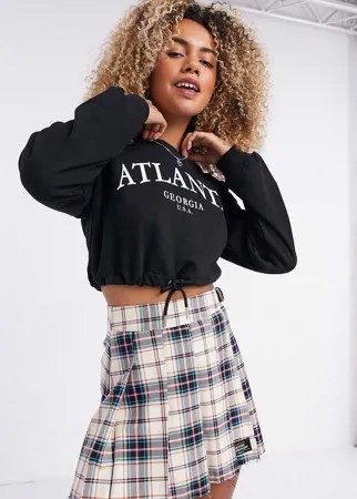 Короткий черный свитшот Bershka-Черный цвет