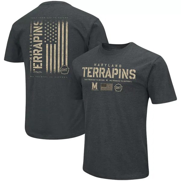 Мужская футболка Colosseum Heathered Black Maryland Terrapins OHT Military Appreciation Flag 2.0