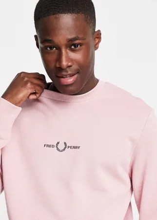 Розовый свитшот с вышивкой Fred Perry-Розовый цвет