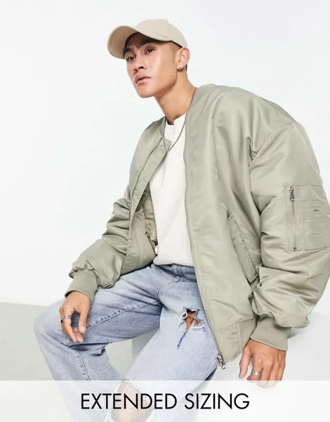 Зеленый бомбер в стиле оверсайз с карманом MA1 ASOS DESIGN