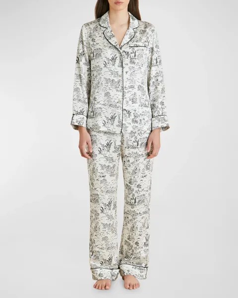 Фиолетовый шелковый пижамный комплект с принтом Toile Olivia von Halle, цвет Dioscuri