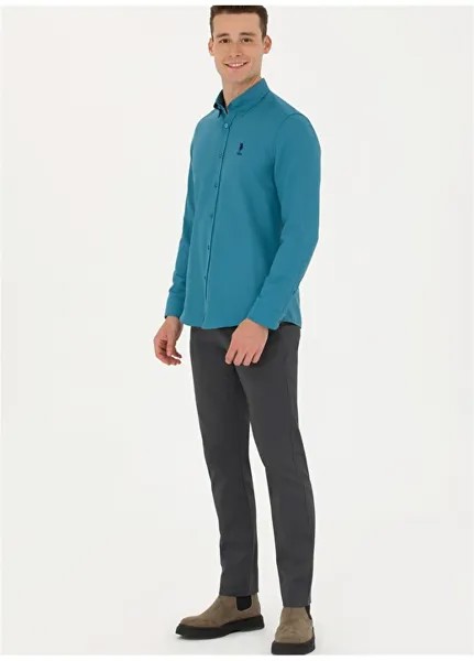 Мужские брюки узкого кроя антрацитового цвета с нормальной талией и нормальными штанинами U.S. Polo Assn.